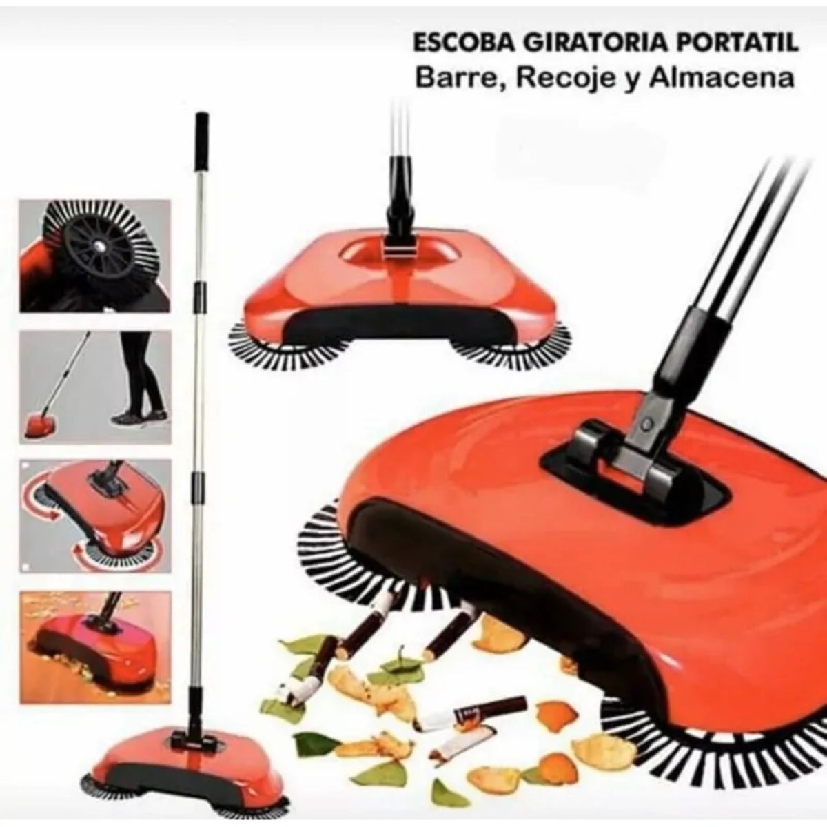 MOVI - Escoba Aspiradora y Barredora Manual 3 en 1