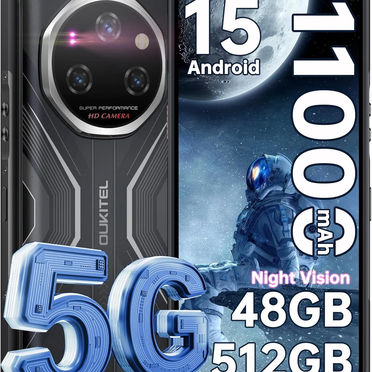 OUKITEL - OUKITEL WP55 Pro 5G Celular 48GB+512GB 108MP Android15