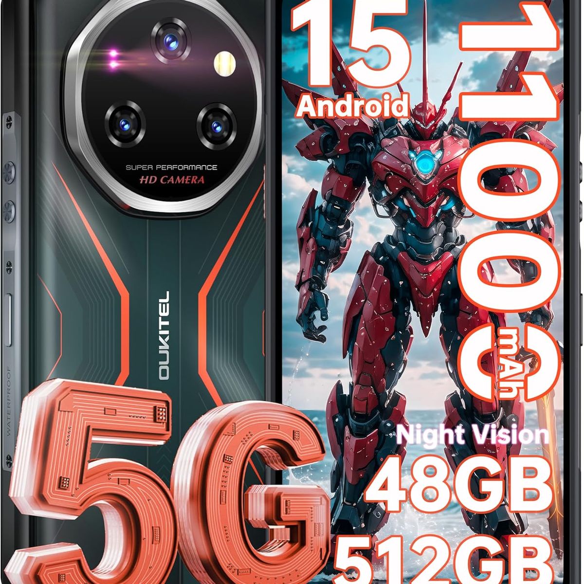 OUKITEL - OUKITEL WP55 Pro 5G Celular 48GB+512GB 108MP Android15