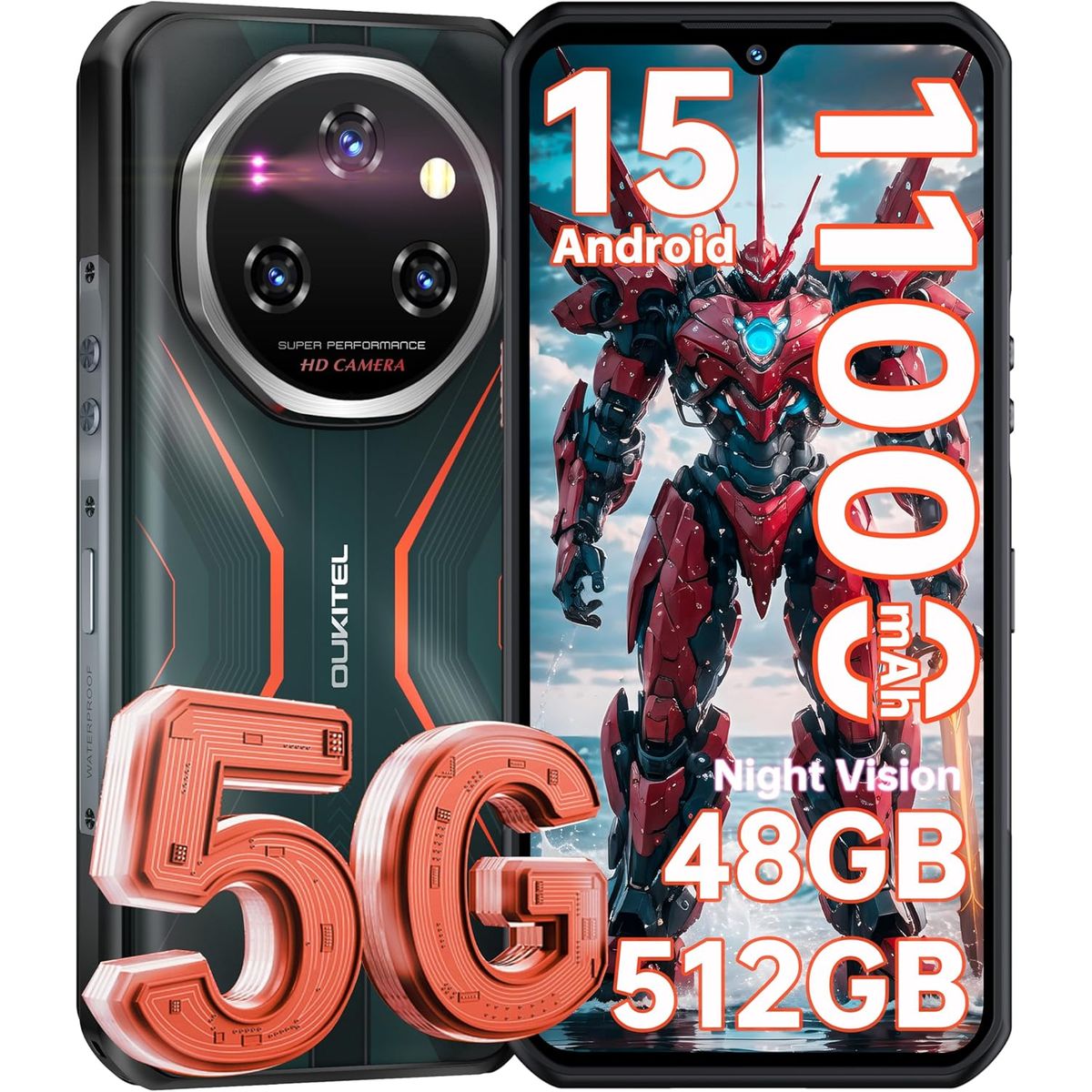 OUKITEL - OUKITEL WP55 Pro 5G Celular 48GB+512GB 108MP Android15