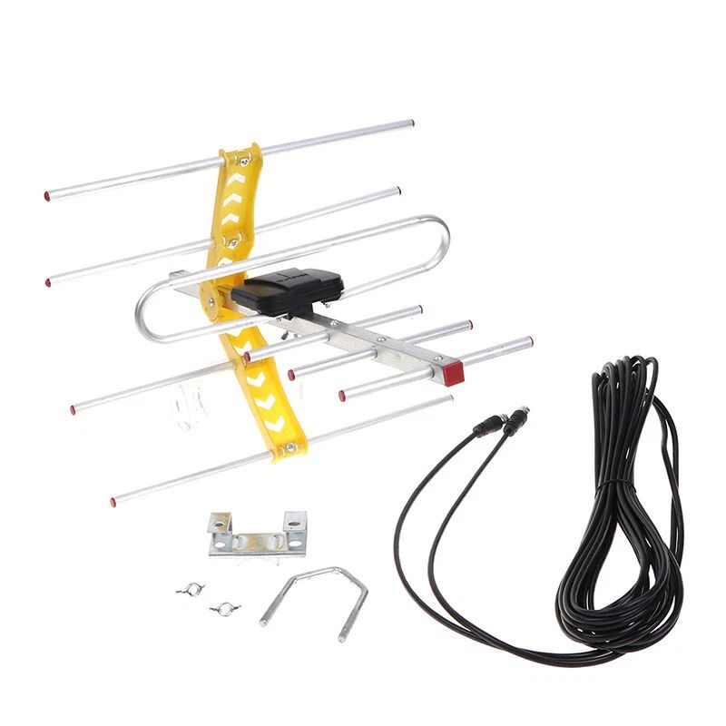 KUANGYE - Antena Exteriores 8 Elementos Vhf Uhf Hdtv 10m Cable Coaxial