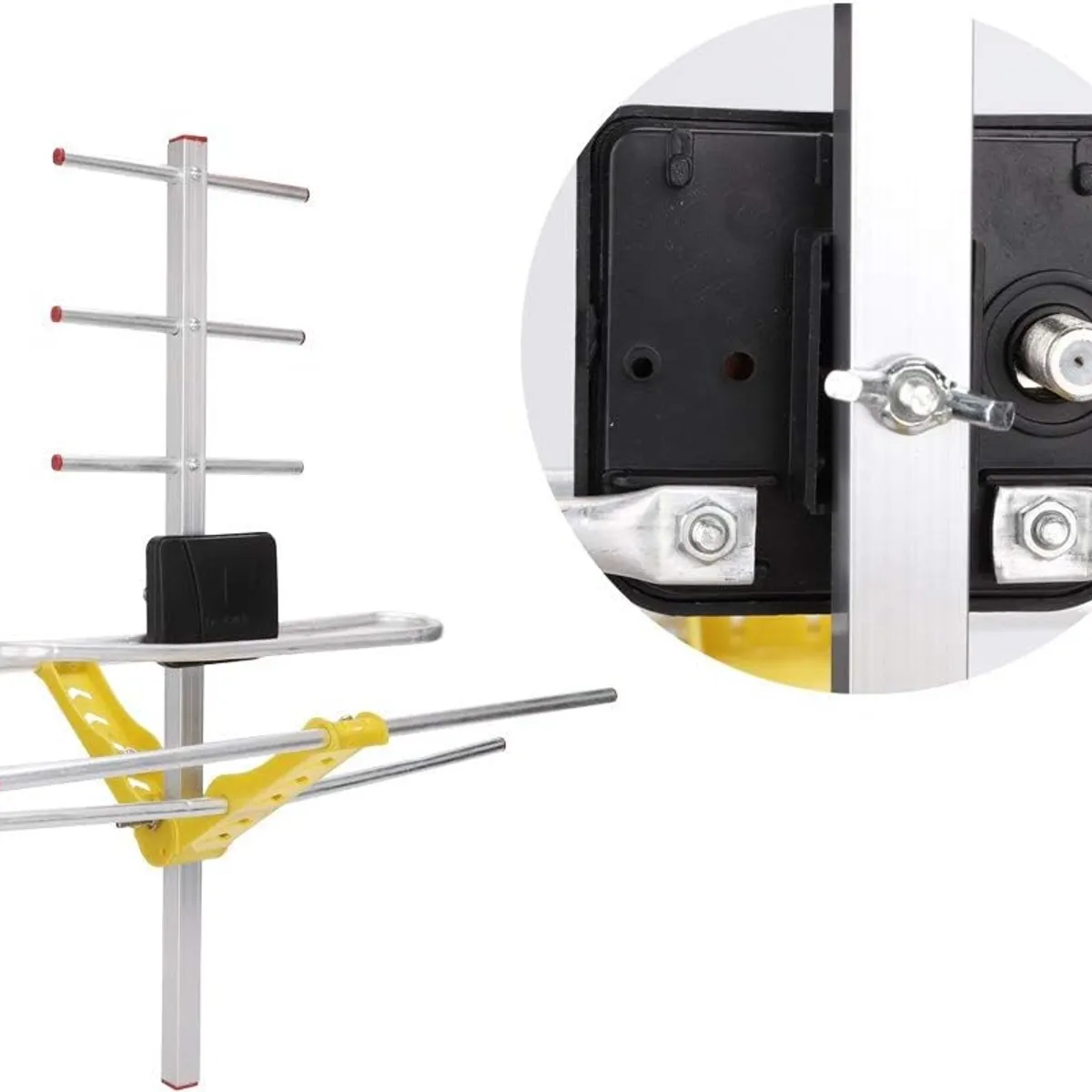 KUANGYE - Antena Exteriores 8 Elementos Vhf Uhf Hdtv 10m Cable Coaxial