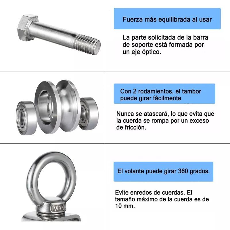 GENERICO - Polea De Cable De Acero Inoxidable Con Cáncamo De Elevación