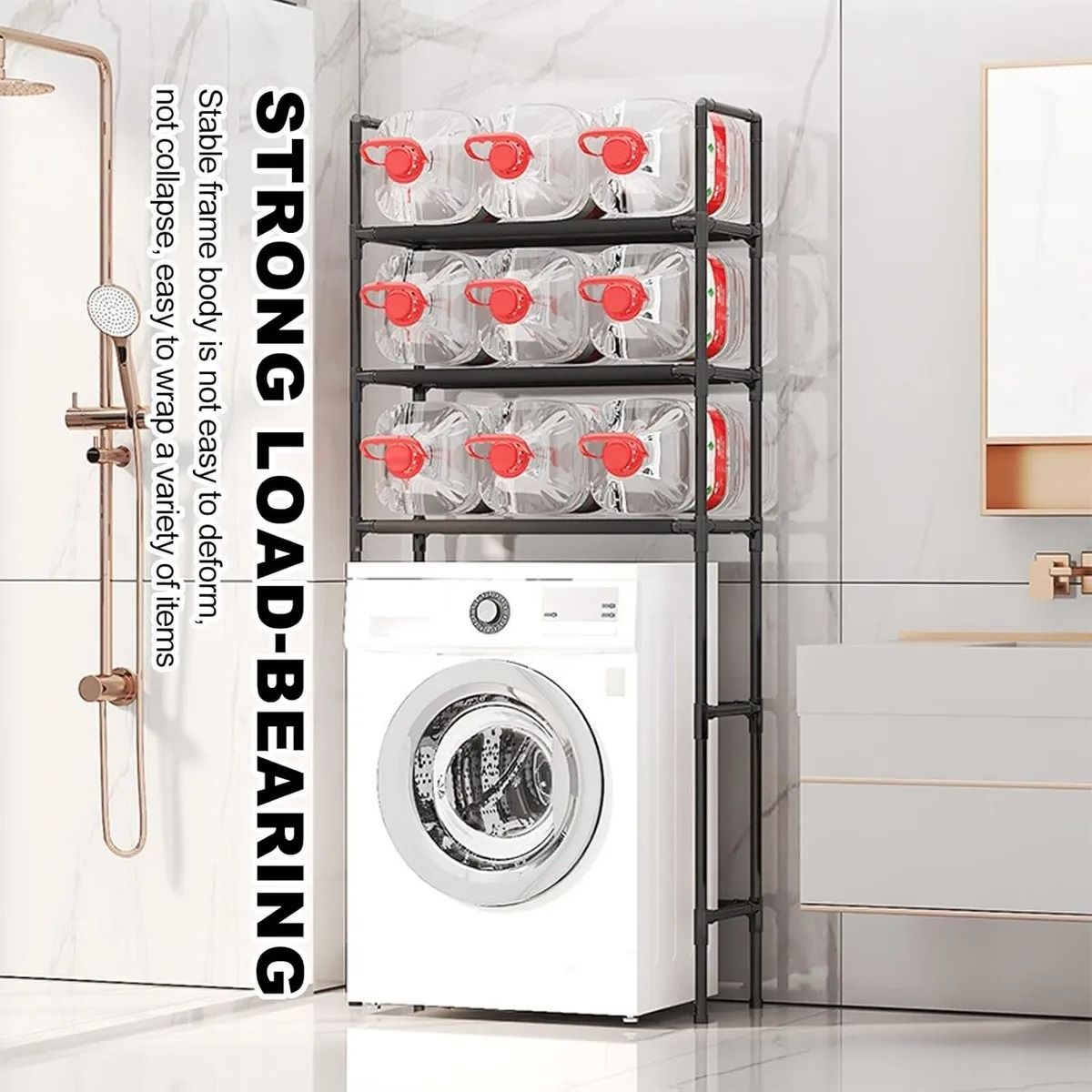 EVERSO - Organizador Estante 3 Niveles De Lavadora Baño Metalico Rack