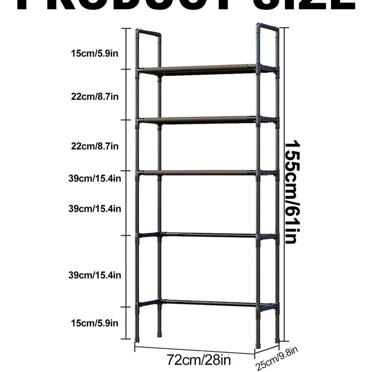 EVERSO - Organizador Estante 3 Niveles De Lavadora Baño Metalico Rack