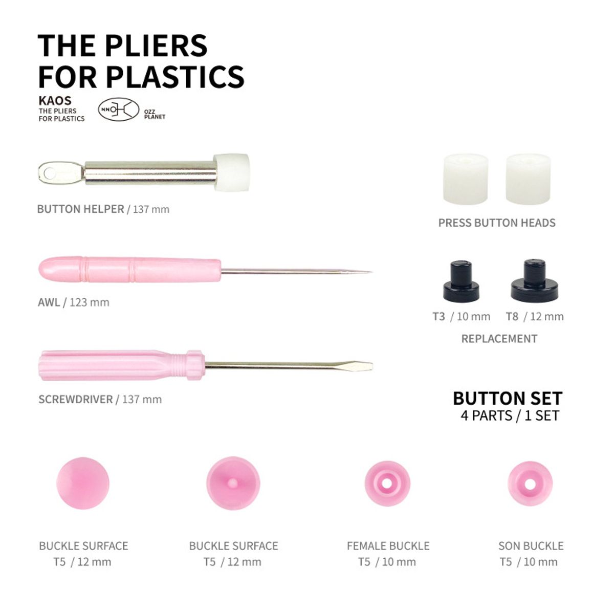 EDWINAYY - Set Maquina Ojetilladora Para Broches Snap + 160 Broches T5