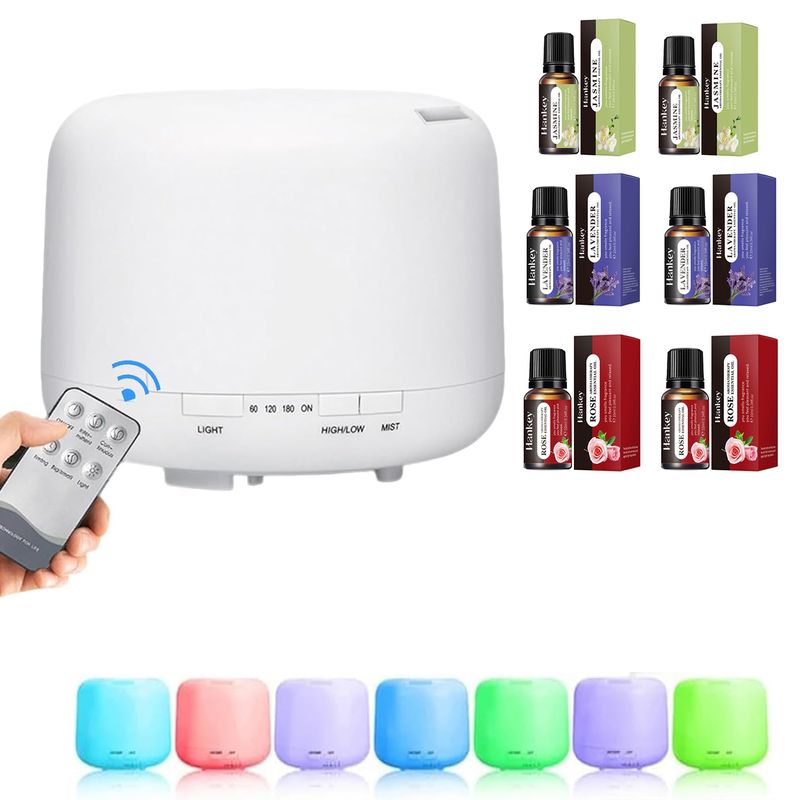 GENERICO - 7 Colores Humidificador Ultrasónico Con 6 Aceites Esenciales