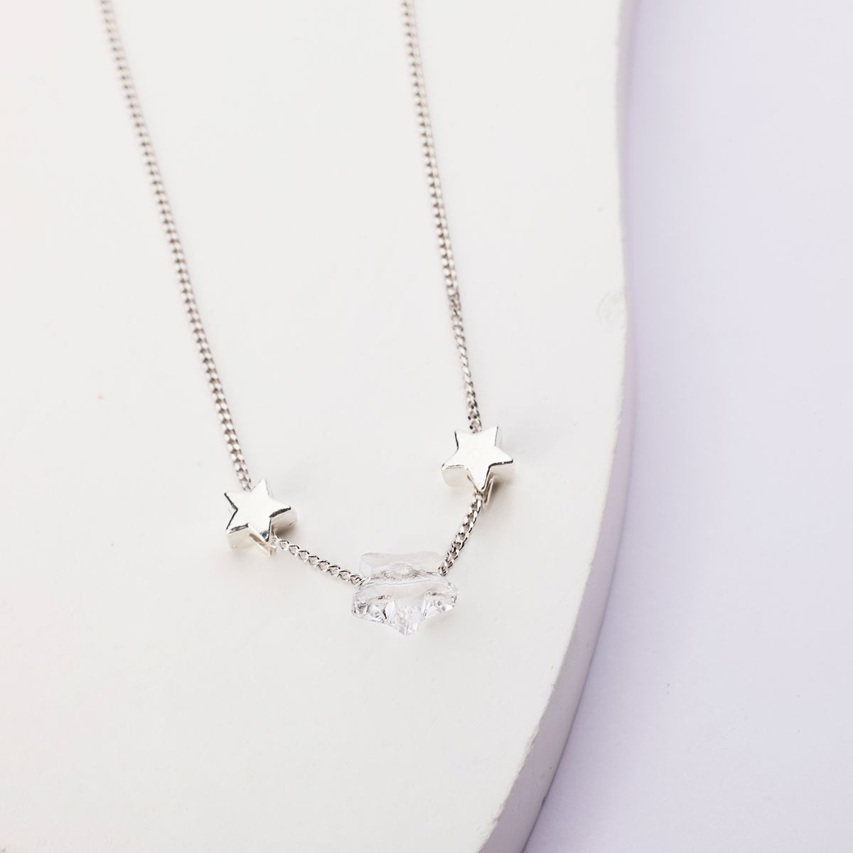 BY LAS CAYETANAS - Cadena mini estrellas en Plata 925 y estrella en cristal