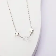 BY LAS CAYETANAS - Cadena mini estrellas en Plata 925 y estrella en cristal