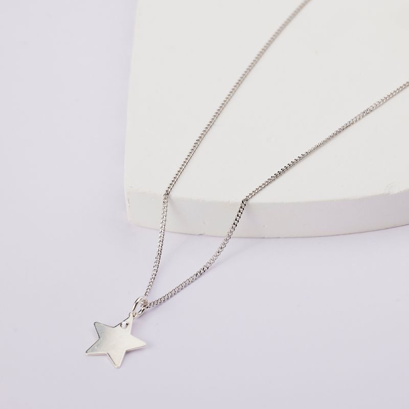BY LAS CAYETANAS - Collar liso con estrella y cristal fijado blanco