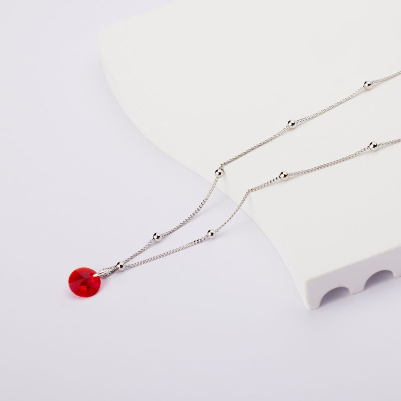 BY LAS CAYETANAS - Punto de Luz rojo en Plata 925 cadena nudos