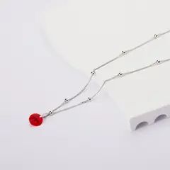 BY LAS CAYETANAS - Punto de Luz rojo en Plata 925 cadena nudos