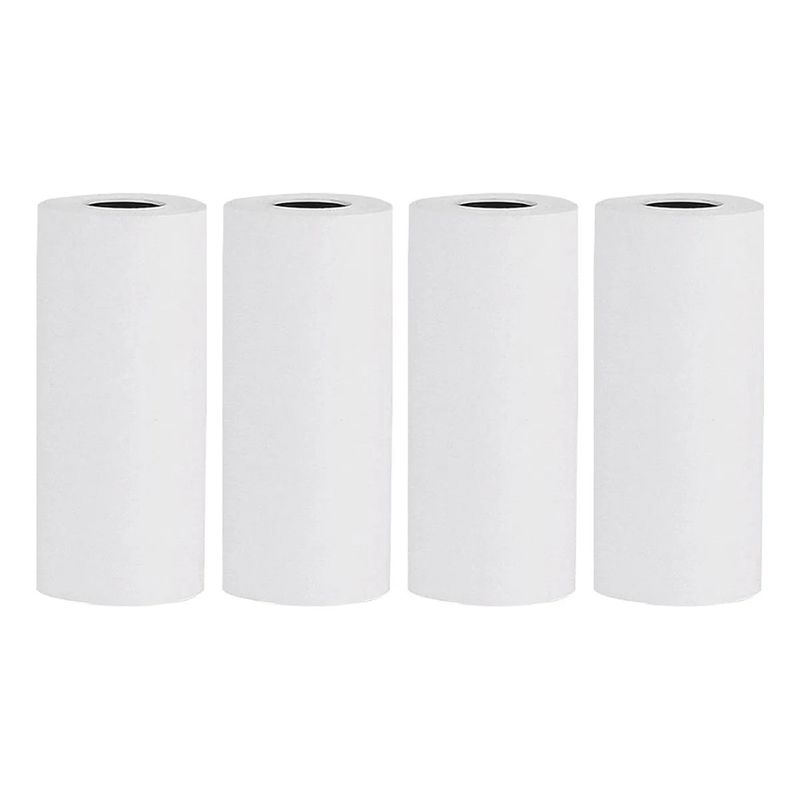 ADETEC - Pack 4 Rollos Termicos Blanco 57 mmX3 m Para Mini Impresoras