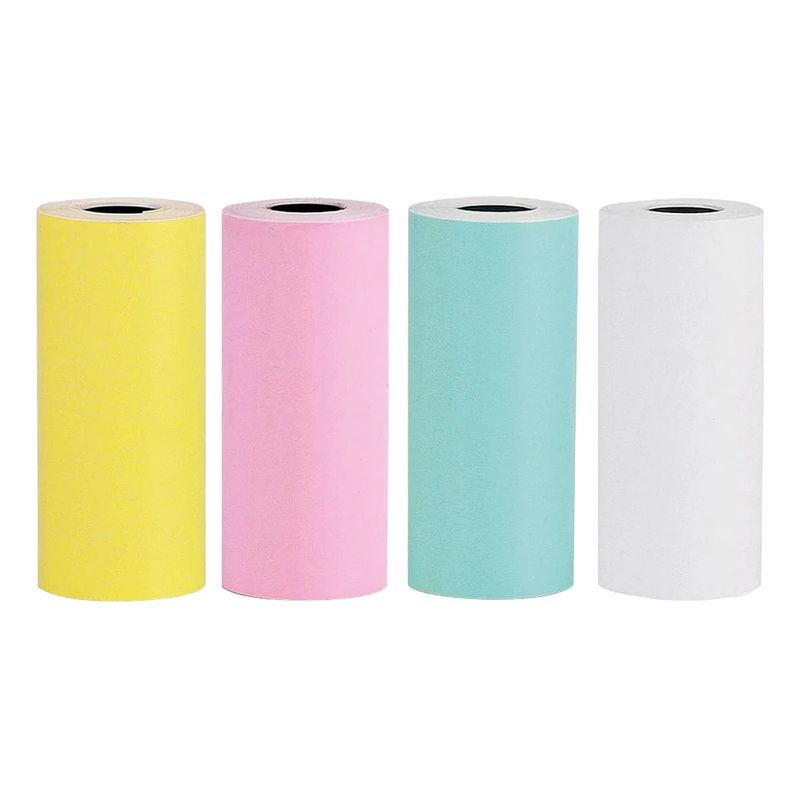 ADETEC - Pack 4 Rollos Termicos Surtido 57 mmX3 m Para Mini Impresoras