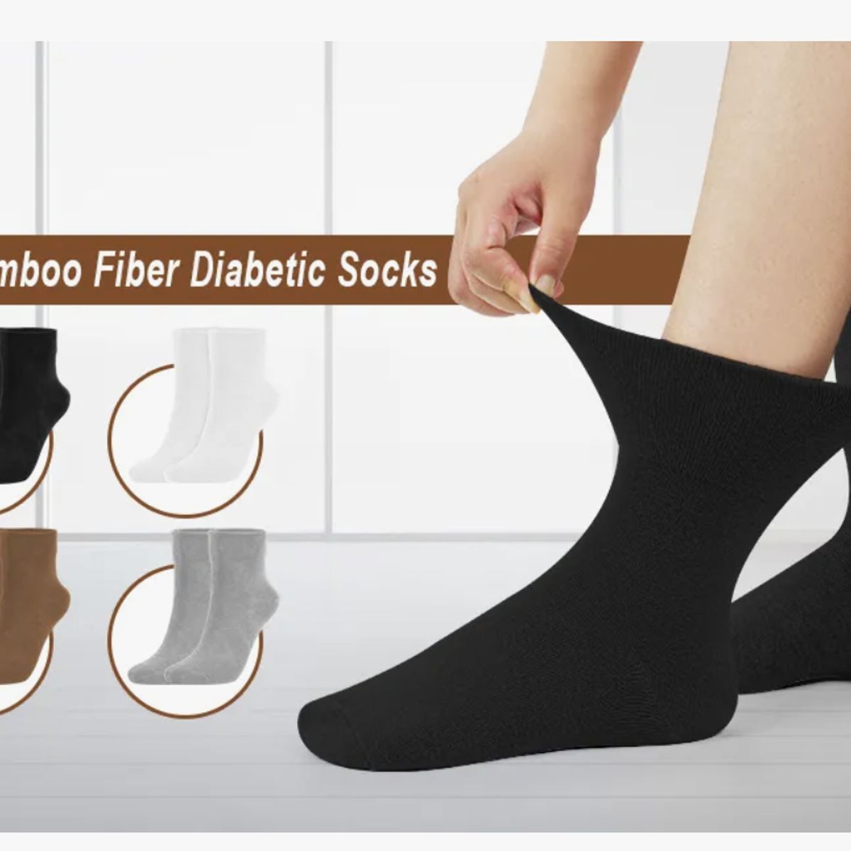 GENERICO - 12 Pares Calcetín Largo Diabético Hombre Sin Costura Algodón
