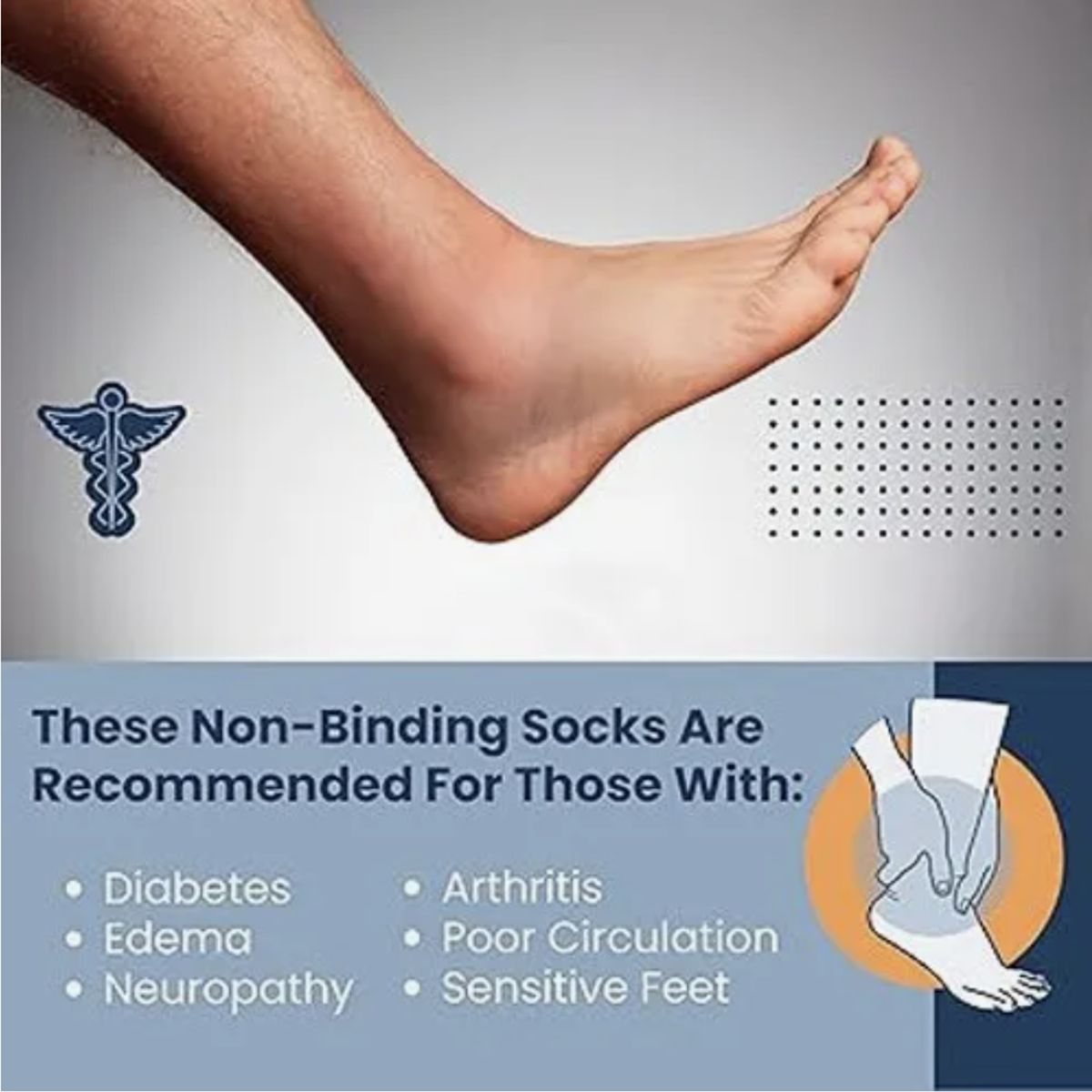 GENERICO - 12 Pares Calcetín Largo Diabético Hombre Sin Costura Algodón