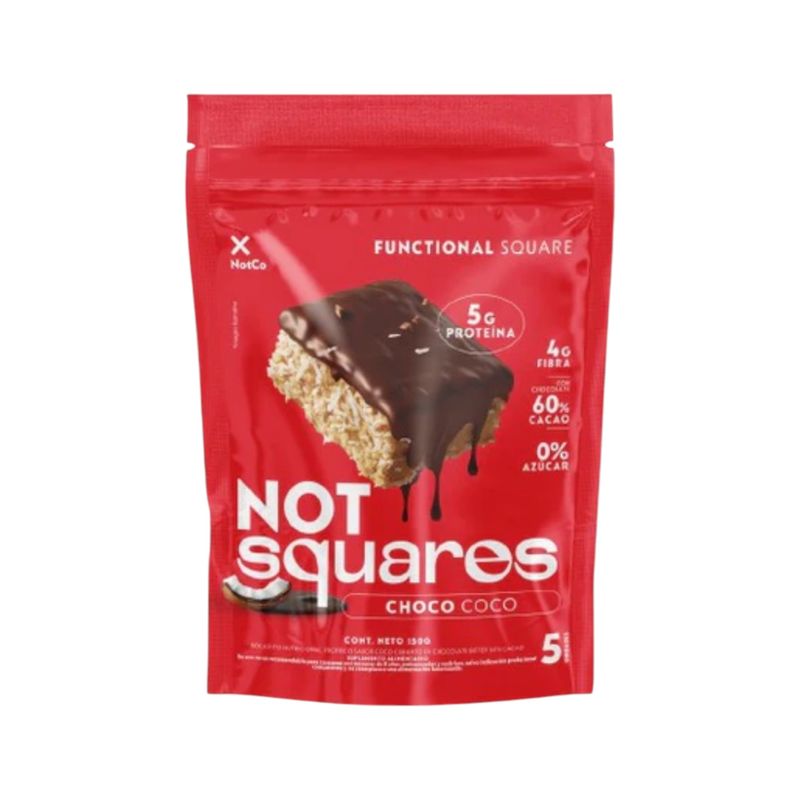NOTCO - BARRAS DE PROTEINA NOT SQUARES 5 UNIDADES CHOCO COCO - NOTCO