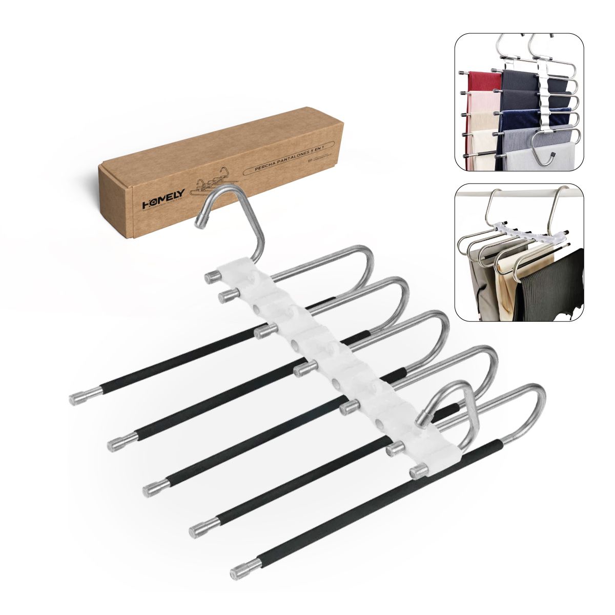 HOMELY - Colgador de Pantalon 5 en 1 Homely Antideslizante Resistente