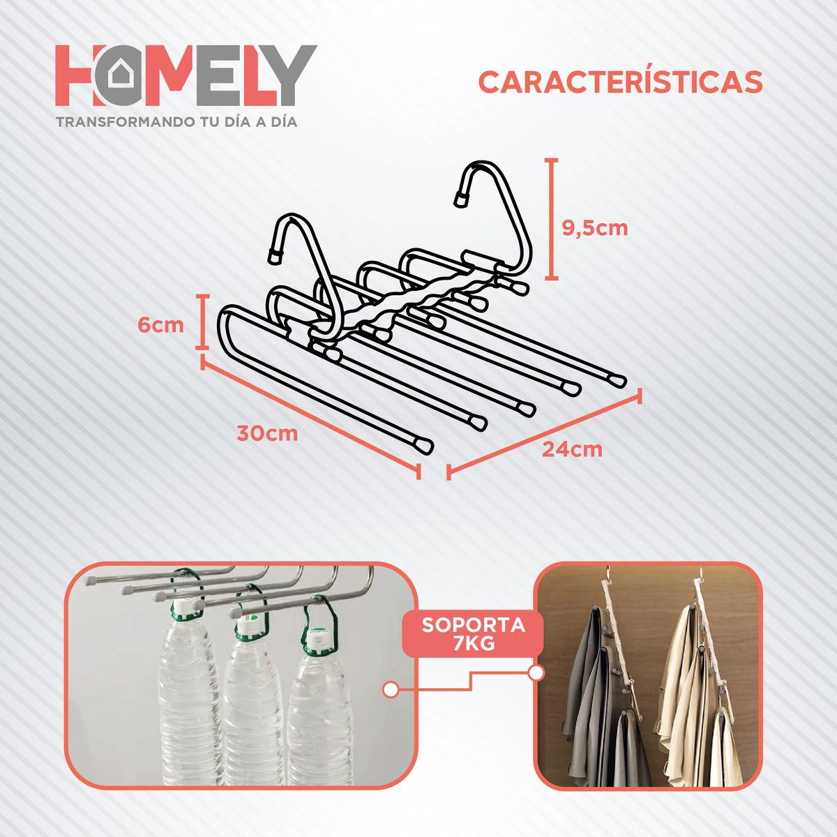 HOMELY - Colgador de Pantalon 5 en 1 Homely Antideslizante Resistente