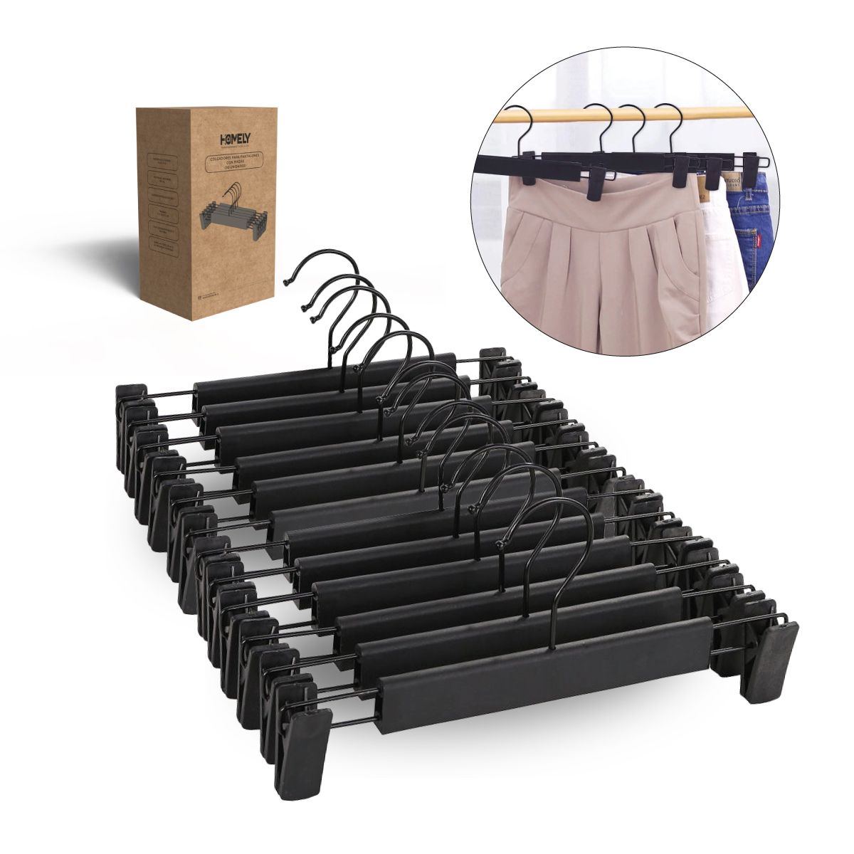 HOMELY - Colgadores Para Pantalon Homely Ganchos De Ropa Con Pinza 30 Unidades