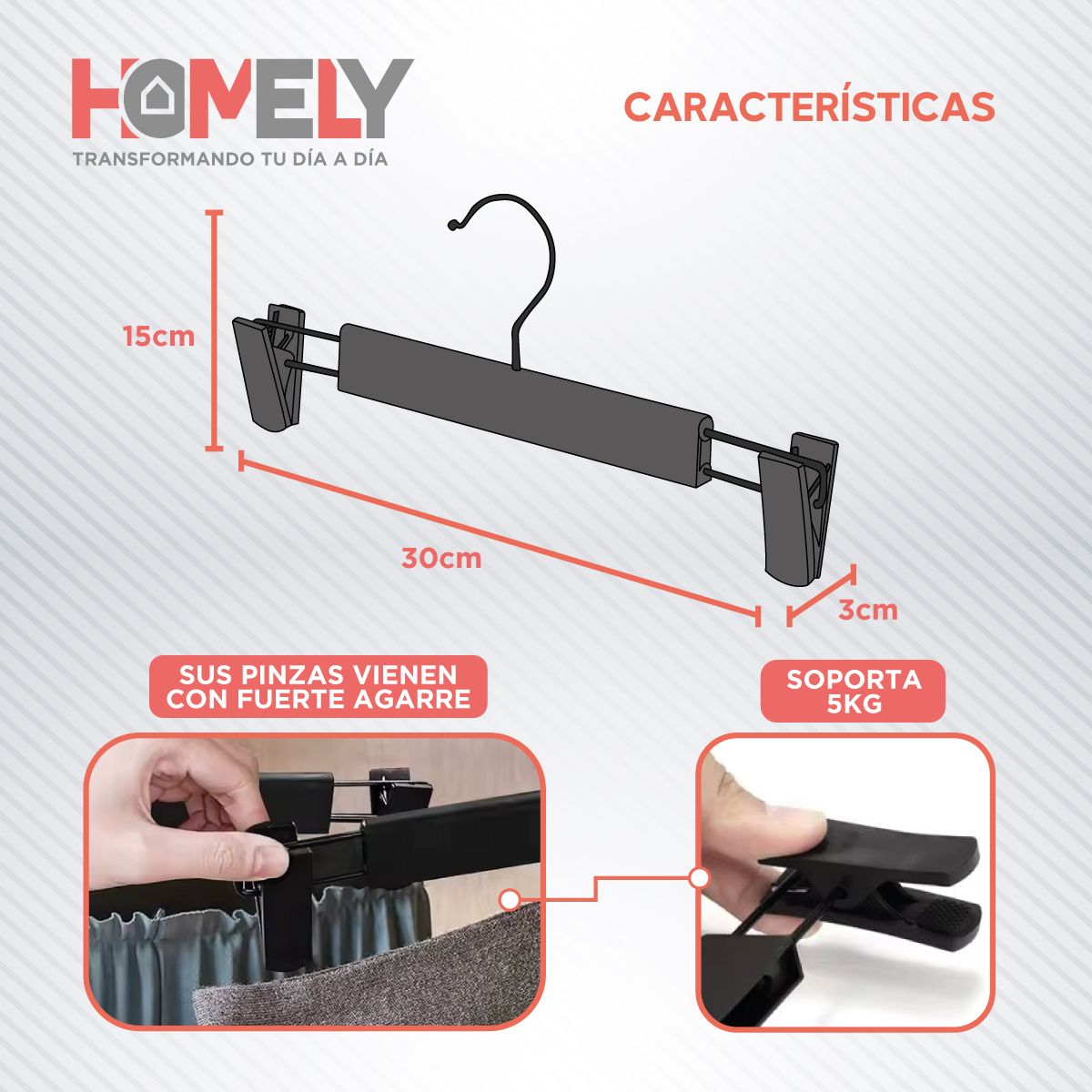 HOMELY - Colgadores Para Pantalon Homely Ganchos De Ropa Con Pinza 30 Unidades
