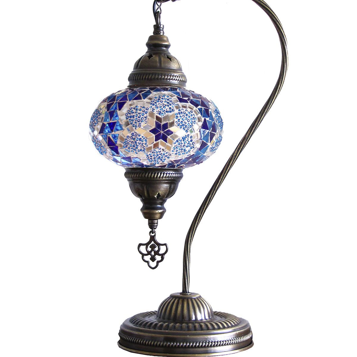 TURKUAZ - Lámpara turca cisne M prisma azul y turquesa
