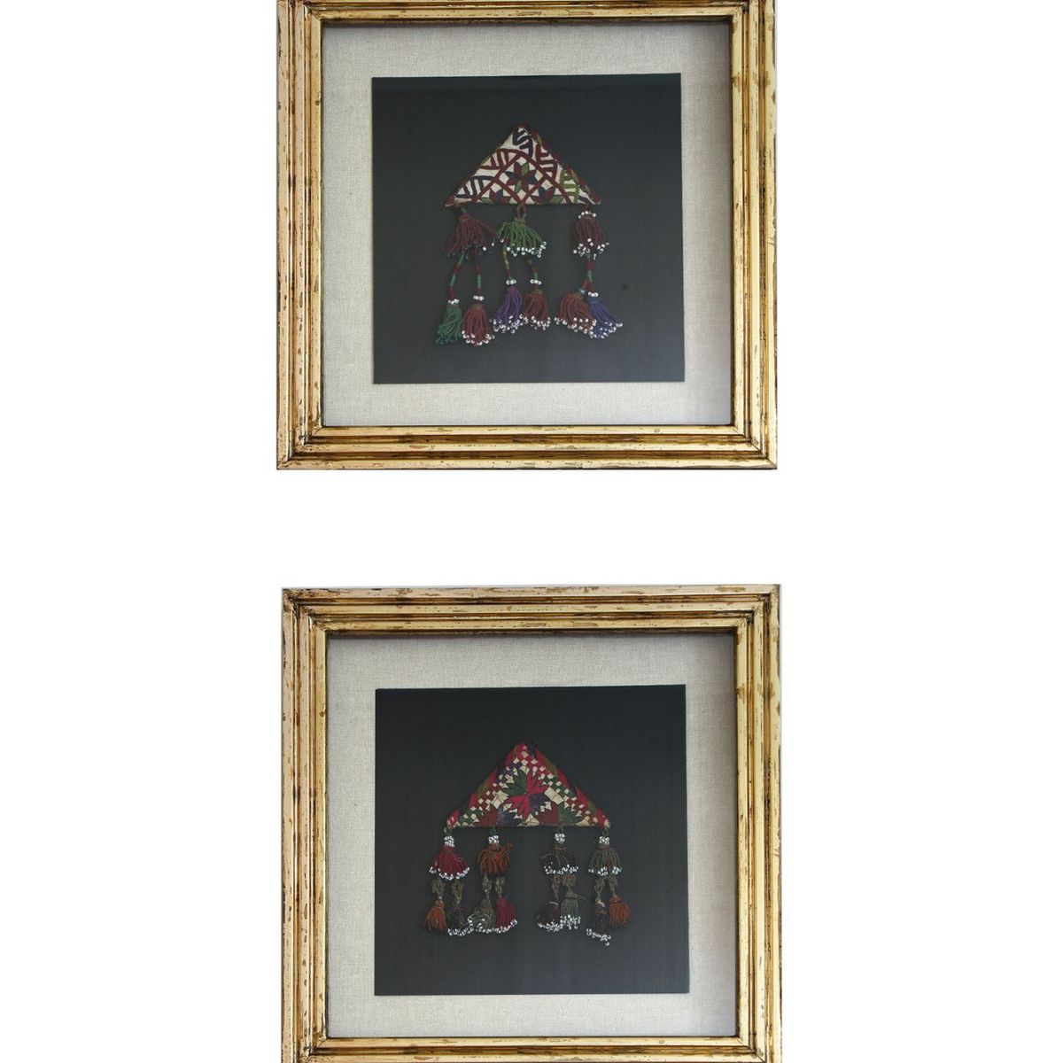 TURKUAZ - Díptico cuadros étnico Muska dorados