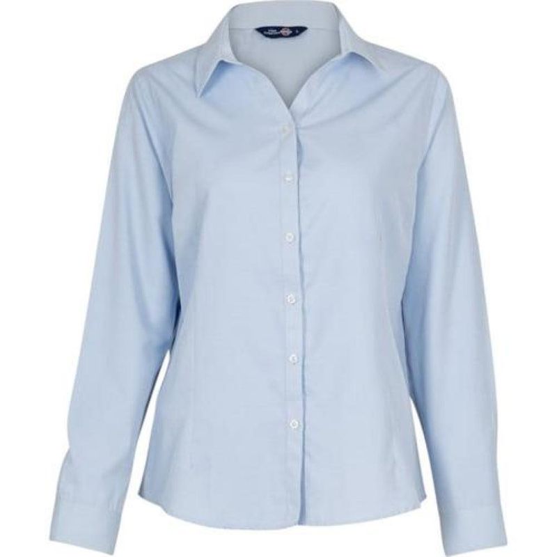T-WORLD - Blusa Oxford Light Manga Larga Mujer - Blanco