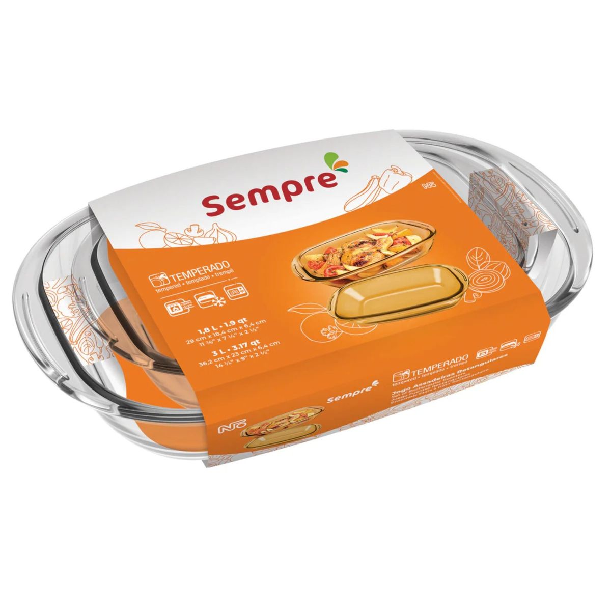 NADIR - Set 2 Fuentes De Vidrio Asaderas Refractarios Nadir