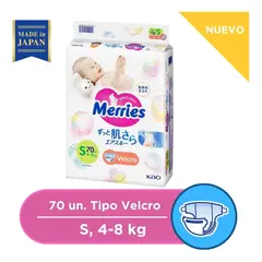 MERRIES - Pañales Bebes Desechables Velcro S x70ud Super Jumbo