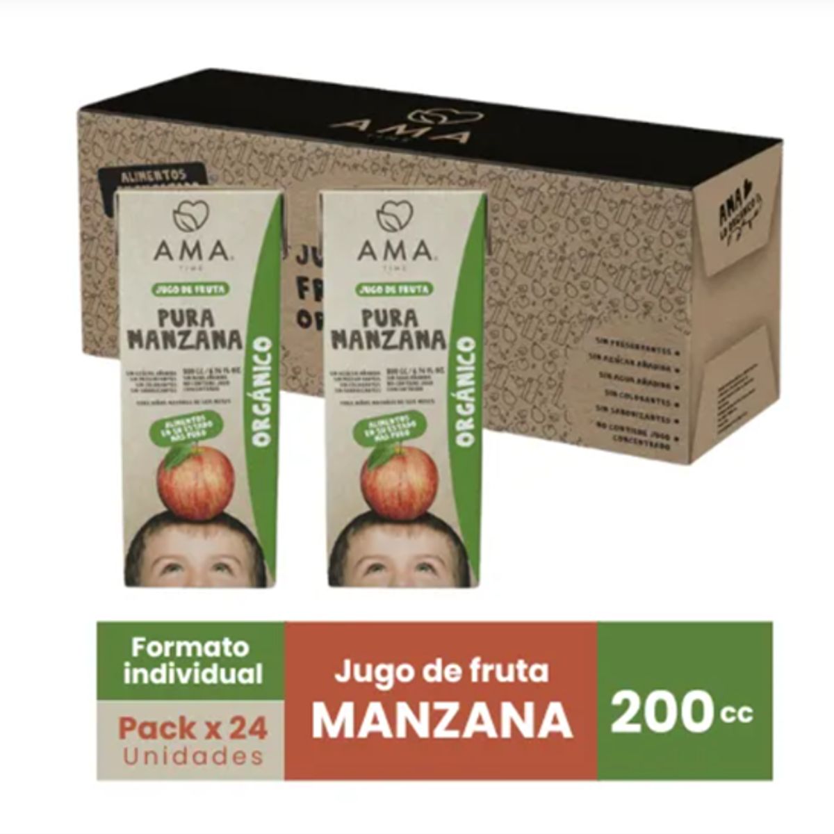 AMA - Jugo De Fruta Manzana Ama Orgánico Certificado Pack X 24