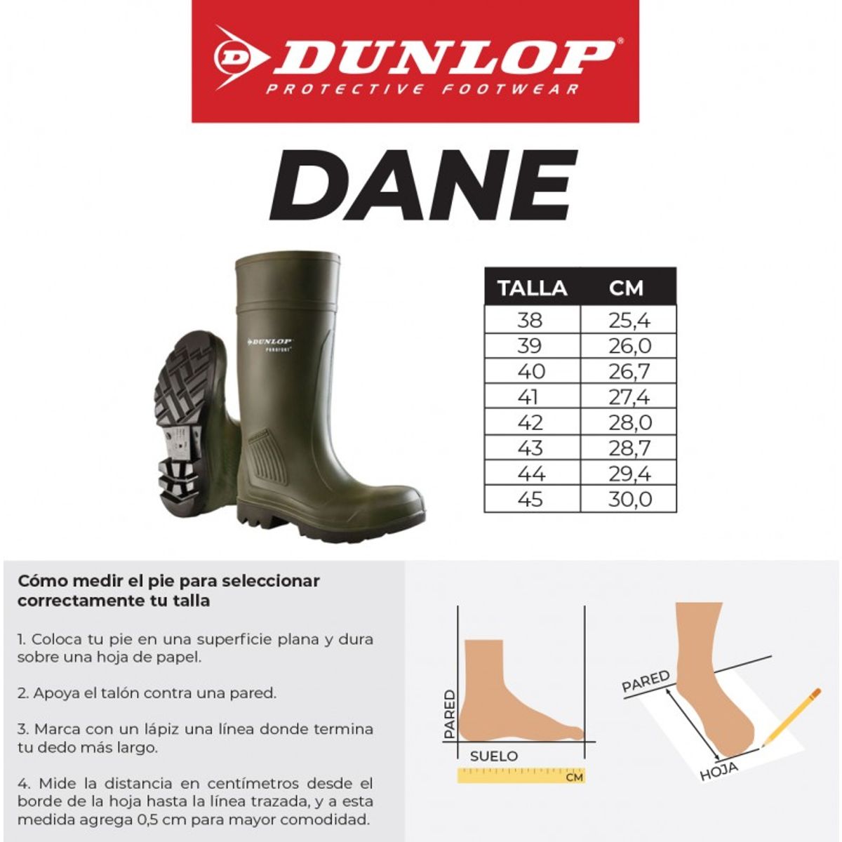 DUNLOP - BOTA PARA LLUVIA DUNLOP DANE VERDE