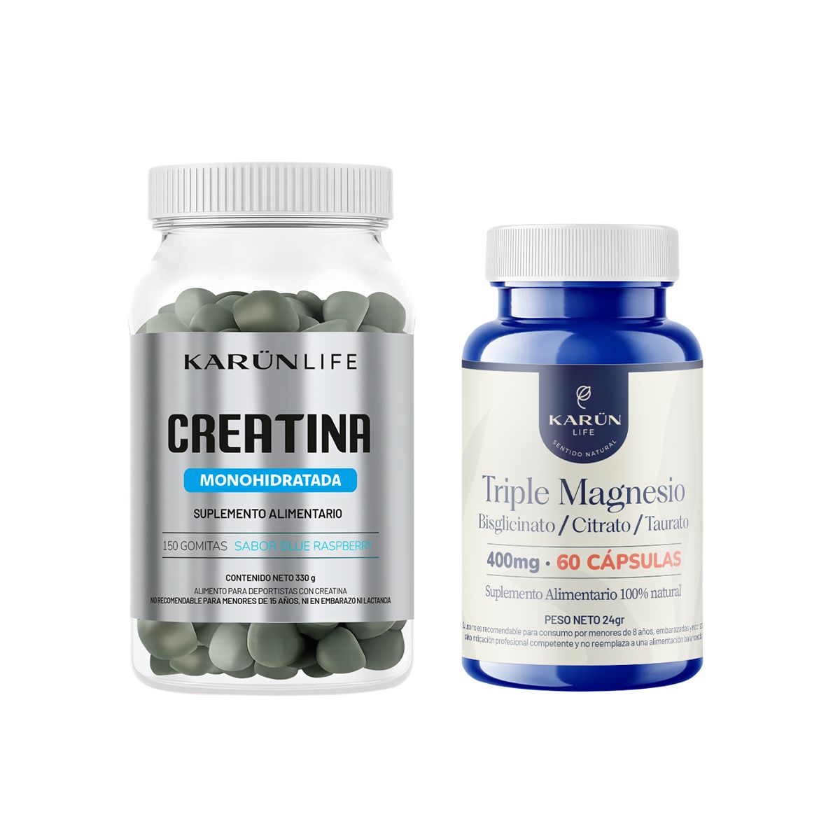 KARUNLIFE - Pack Creatina 150 Gomita + Triple Magnesio 60 Cáp Karun Life
