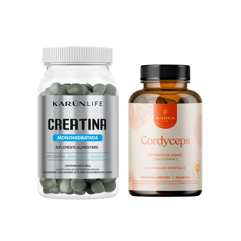 KARUNLIFE - Pack Creatina 150 Gomitas + Cordyceps 60 Cápsulas Karun Life