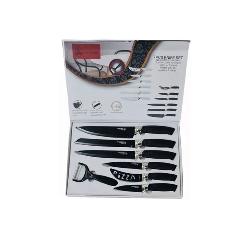 PUNTO STORE - Set 7 Cuchillos Cocina Antiadherentes Y Antibacterianos - Ps