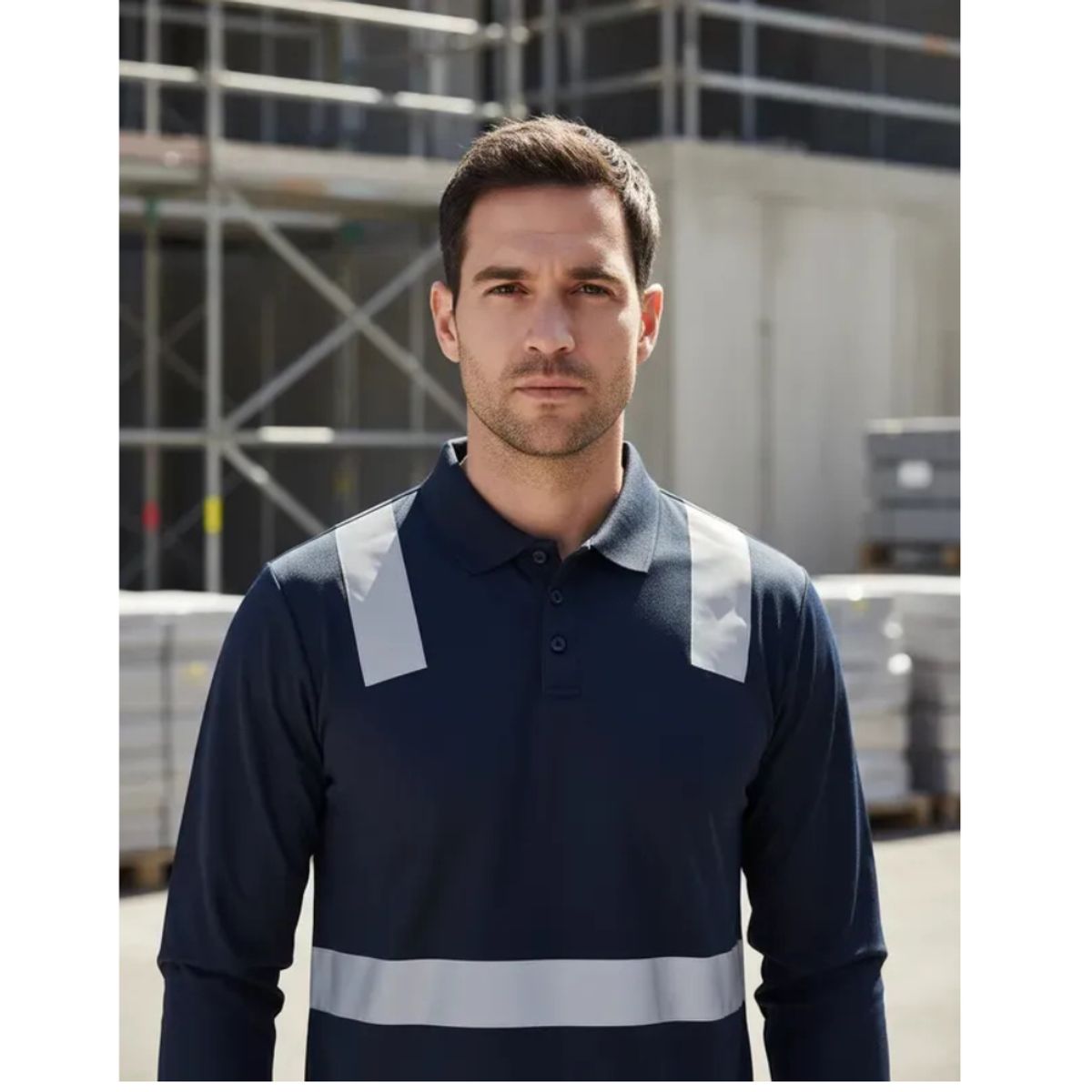 T-WORLD - Polera Cuello Camisero Cinta Hibrida Reflectante Manga Larga