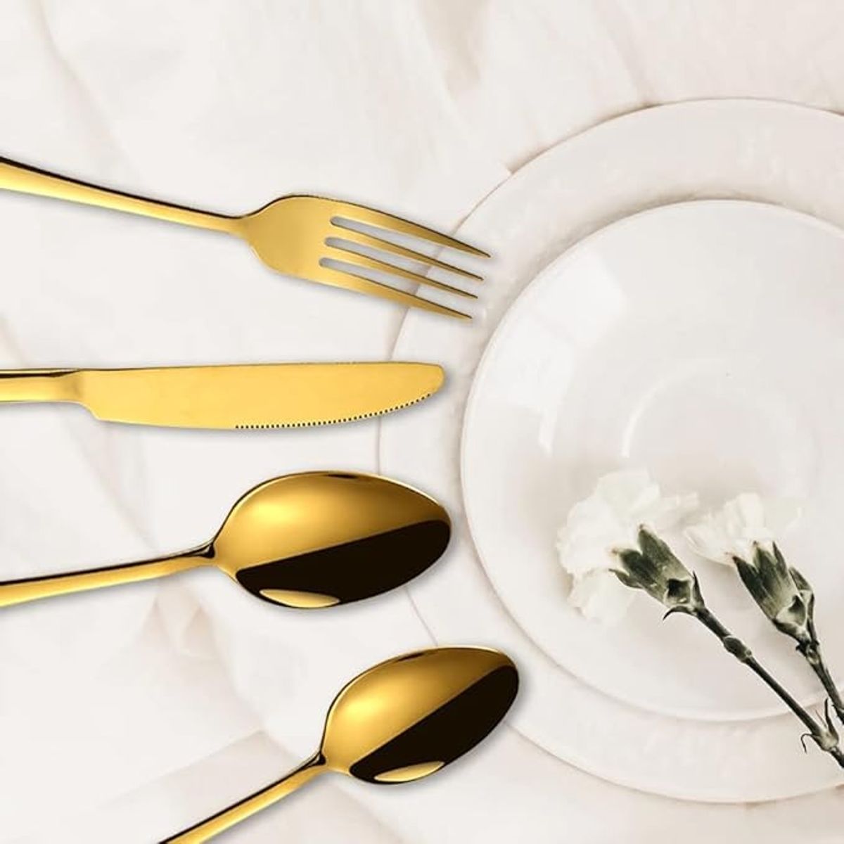 GENERICO - Juego De Cuchilleria 24 Piezas Cubiertos Dorados Completo