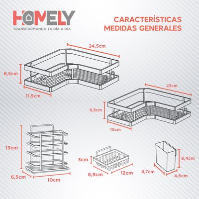 Imagen 2 del producto Organizador de ducha acero inoxidable Set X7