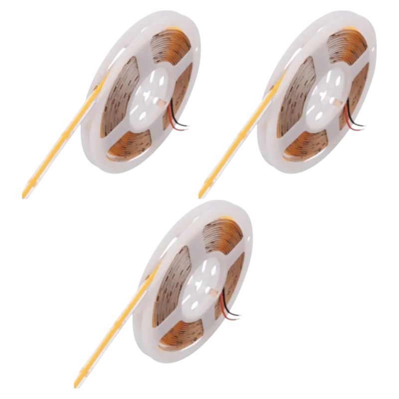 GENERICO - 3 Cintas Led 12V COB IP54 320Led/m Luz Cálida 5mt