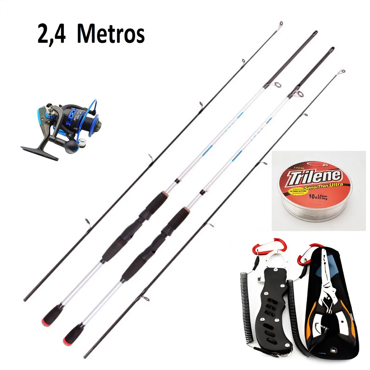 GENERICO - Set De Pesca Incluye  Caña  + alicate+  Carrete y nylon