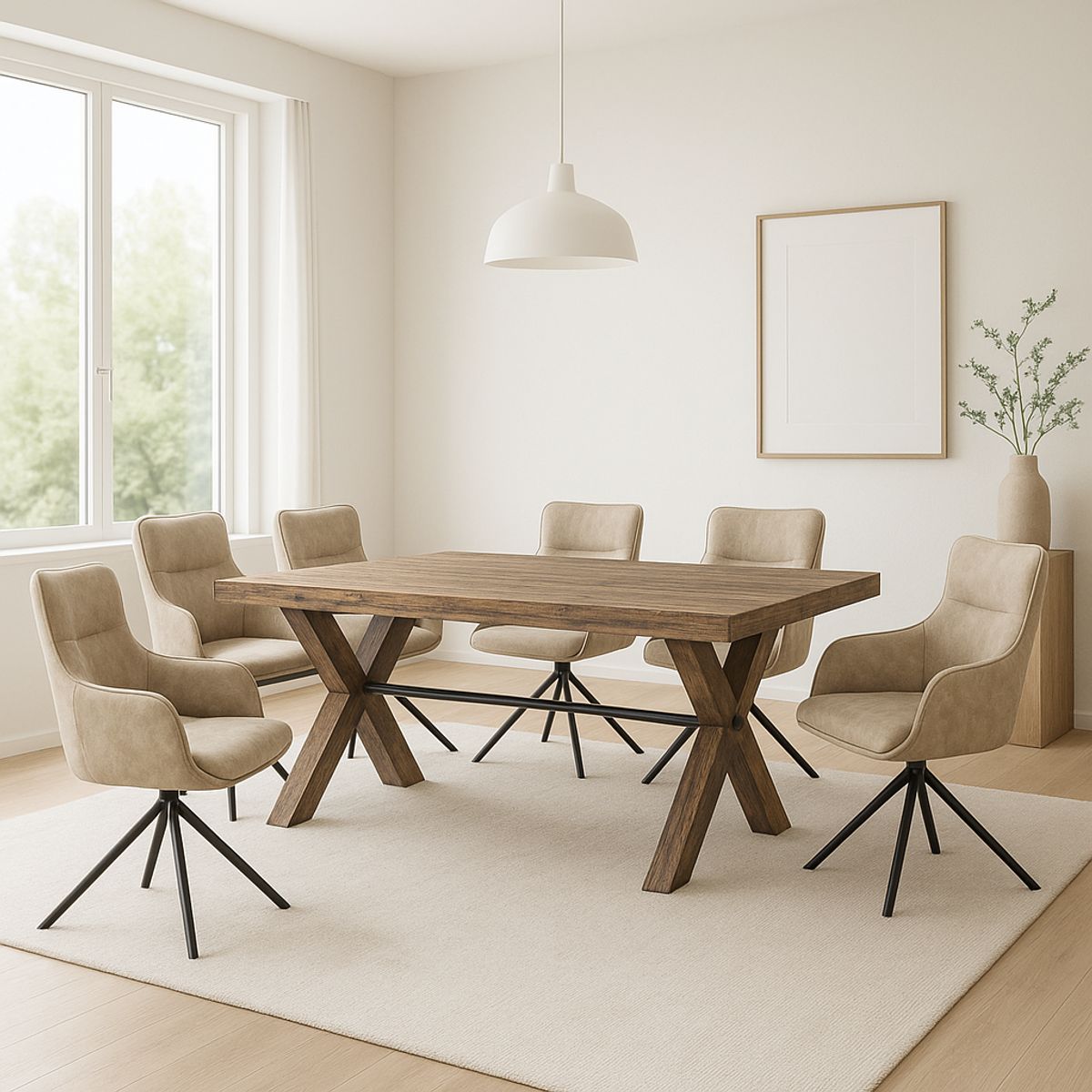 MSA MUEBLES SANTA ANA - Juego de Comedor 6 Poltronas Timber Steel