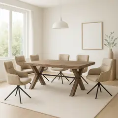 MSA MUEBLES SANTA ANA - Juego de Comedor 6 Poltronas Timber Steel