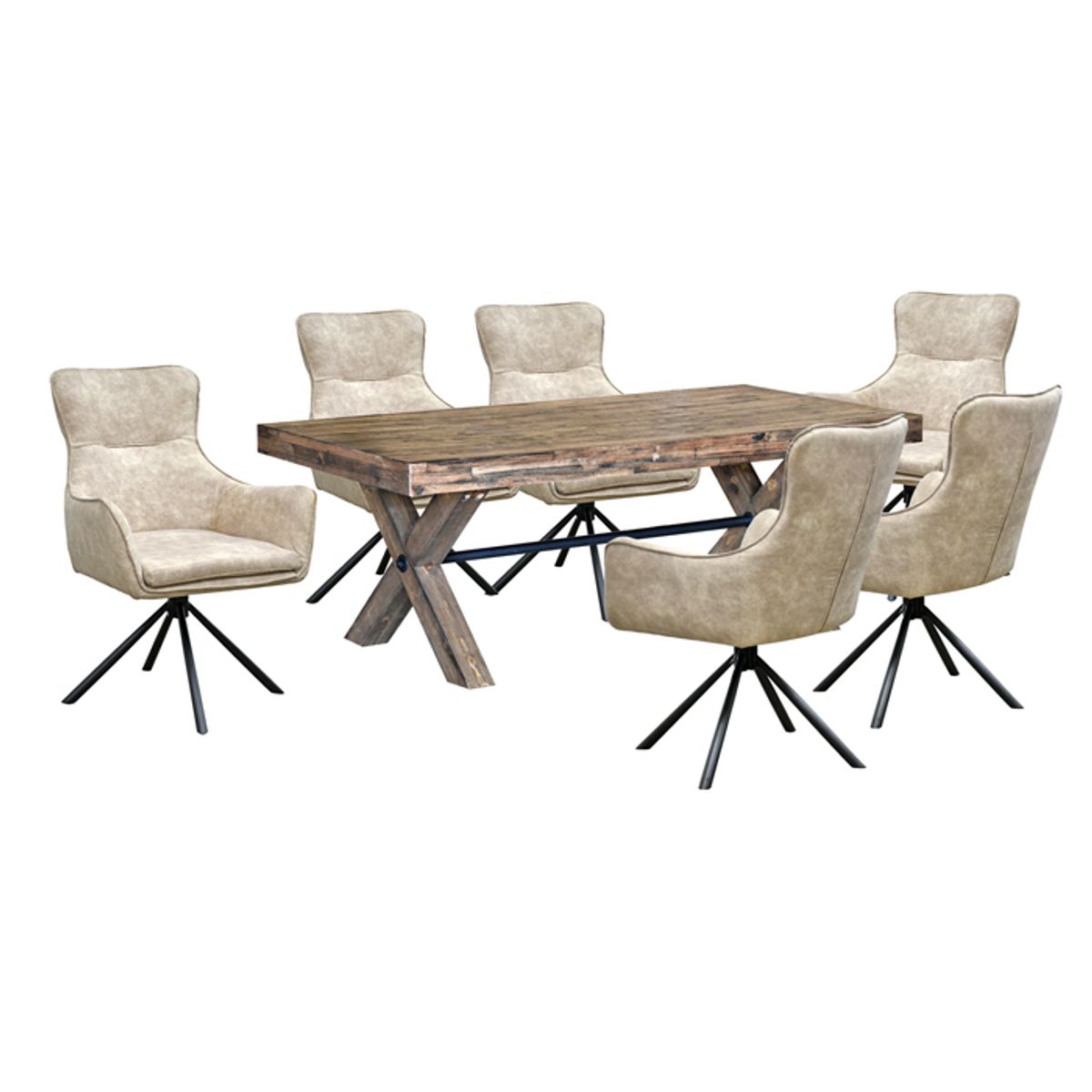 MSA MUEBLES SANTA ANA - Juego de Comedor 6 Poltronas Timber Steel