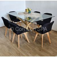 Juego de Comedor Madrid 140x80cms + 6 Sillas Mariposa Lino Negro…