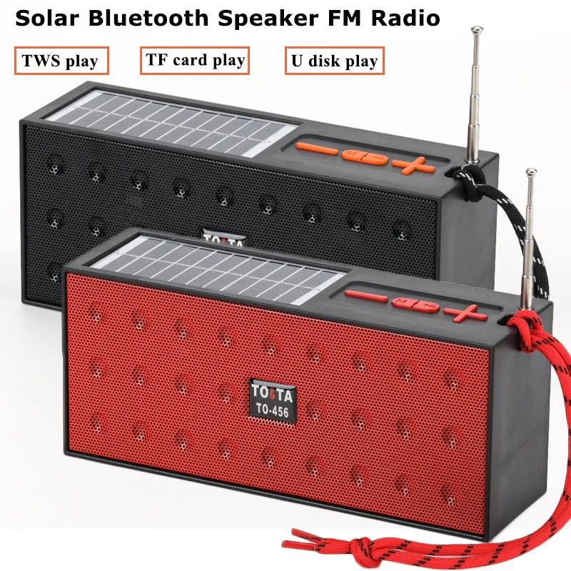 GENERICO - Parlante Bluetooh con Radio FM y Panel Solar TO-456