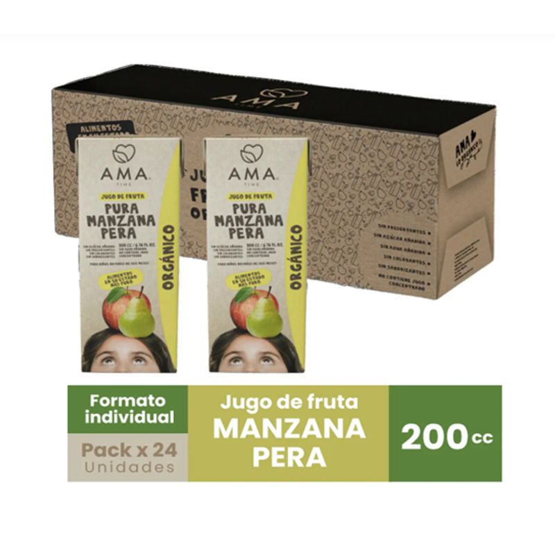 AMA - Jugo De Fruta Pera Manzana Ama Orgánico Certificado Pack x24