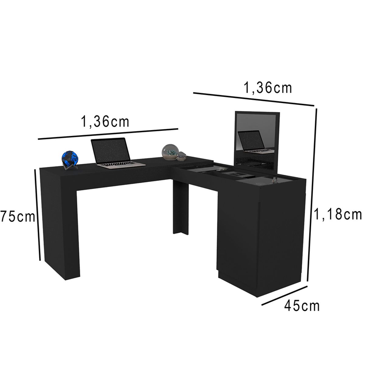 VEKKAHOME - TOCADOR STAR NEGRO 1P