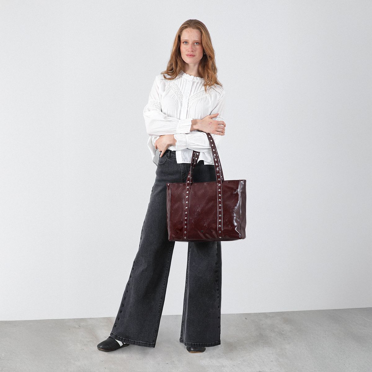 RAINDOOR - Cartera Shopper Tachas Rojo Mujer Raindoor