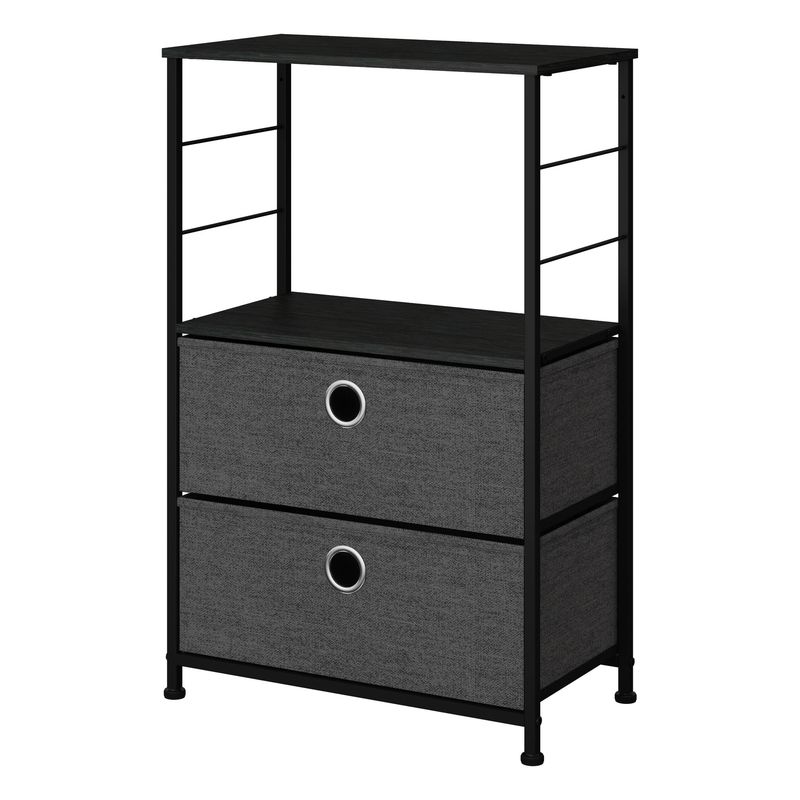 GENERICO - Comoda de 2 Cajones Metalica Negra MDF