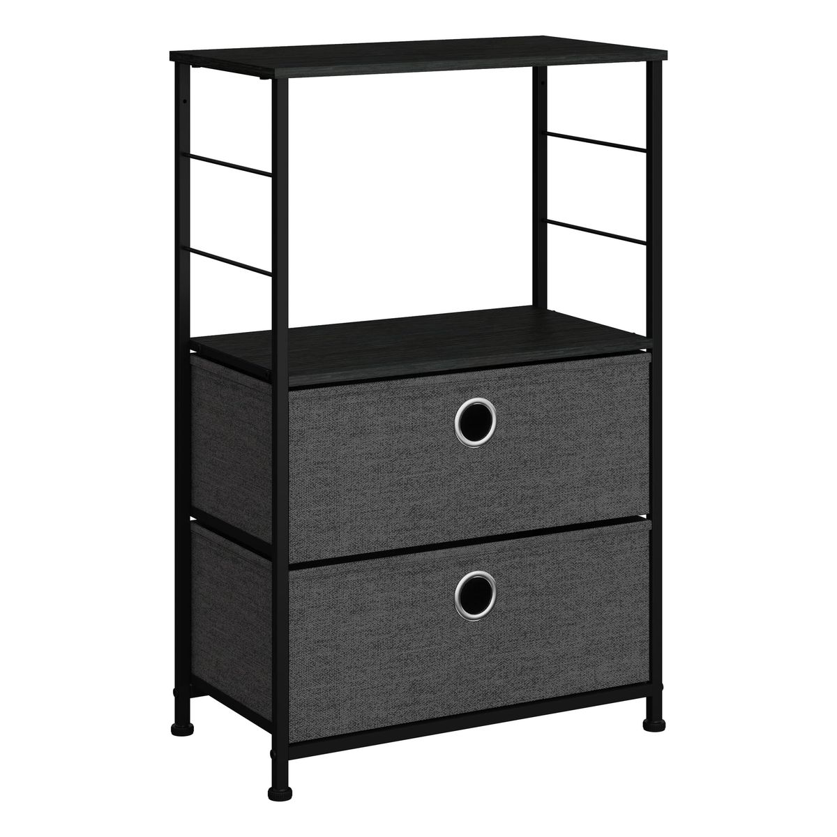 GENERICO - Comoda de 2 Cajones Metalica Negra MDF